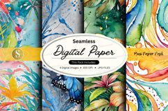 Seamless digital paper pack floral watercolor textures backg Product Image 1