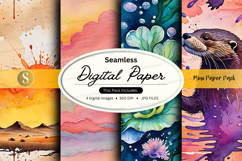 Seamless digital paper textures set with watercolor and past Product Image 1