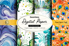 Seamless digital paper textures pack with floral and abstrac Product Image 1