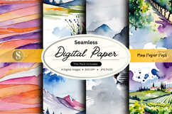 Seamless digital paper textures watercolor floral background Product Image 1