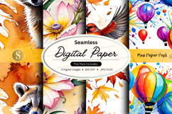 Seamless digital paper pack with floral and balloon textures Product Image 1