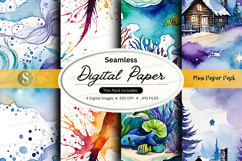 Seamless digital paper pack watercolor textures background Product Image 1