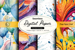 Seamless digital paper pack watercolor textures background Product Image 1