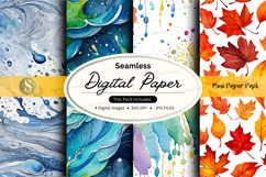 Seamless digital paper textures set with autumn leaves and w Product Image 1