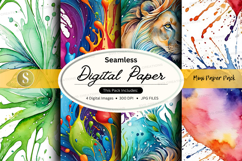 Seamless digital paper pack with vibrant watercolor textures Product Image 1