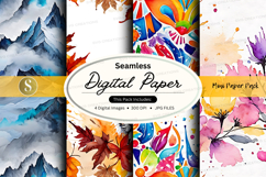 Seamless digital paper pack with floral and geometric patter Product Image 1