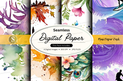 Seamless digital paper pack floral watercolor textures Product Image 1