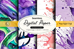 Seamless digital paper pack colorful watercolor textures bac Product Image 1