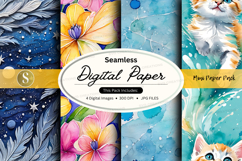 Seamless digital paper textures watercolor floral patterns Product Image 1