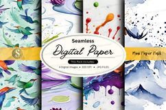 Seamless digital paper pack watercolor textures background Product Image 1
