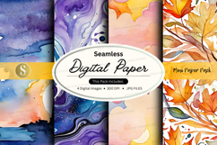 Seamless digital paper pack with watercolor textures and aut Product Image 1