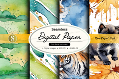 Seamless tiger digital paper pack vintage map textures Product Image 1