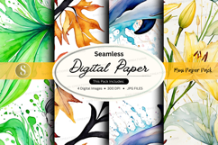 Seamless digital paper pack with floral watercolor textures Product Image 1
