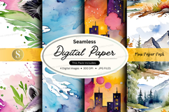 Seamless digital paper pack watercolor textures background Product Image 1