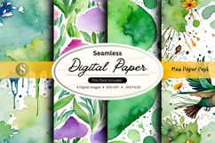 Seamless digital paper pack floral watercolor textures Product Image 1
