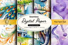Seamless digital paper pack watercolor textures backgrounds Product Image 1