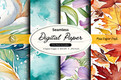 Seamless digital paper textures pack watercolor floral desig Product Image 1
