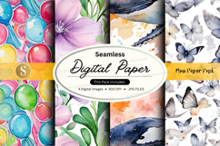 Seamless digital paper pack with floral and butterfly patter Product Image 1