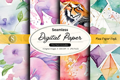 Seamless digital paper pack watercolor floral textures Product Image 1