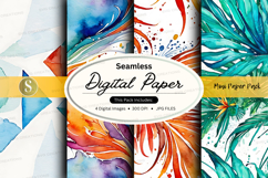 Seamless digital paper textures with vibrant watercolor patt Product Image 1