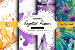 Seamless digital paper textures with watercolor paint splash Product Image 1