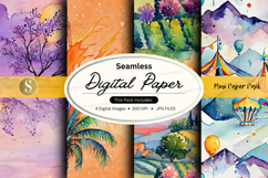 Seamless digital paper textures set with tropical and abstra Product Image 1