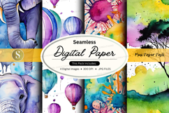 Seamless digital paper pack watercolor textures backgrounds Product Image 1