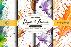 Seamless digital paper pack with watercolor textures and spl Product Image 1