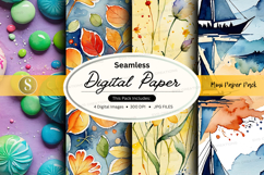 Seamless digital paper pack with floral and nautical pattern Product Image 1