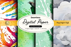 Seamless digital paper textures pack with watercolor floral Product Image 1