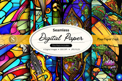 Seamless digital paper texture with vibrant stained glass pa Product Image 1