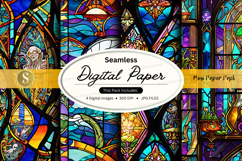 Seamless digital paper texture with stained glass pattern Product Image 1