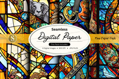 Seamless digital paper pack with vintage stained glass textu Product Image 1