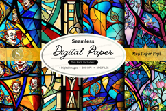 Seamless digital paper pack vintage colorful patterns backgr Product Image 1