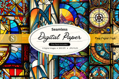 Seamless digital paper pattern with stained glass textures a Product Image 1