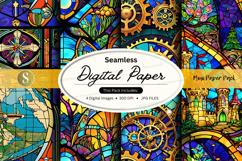 Seamless digital paper pack vintage steampunk textures Product Image 1