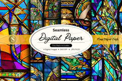 Seamless digital paper texture with colorful stained glass p Product Image 1