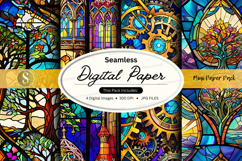 Seamless stained glass digital paper texture background Product Image 1