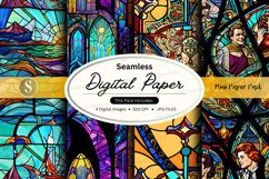 Seamless digital paper pack vintage stained glass textures Product Image 1