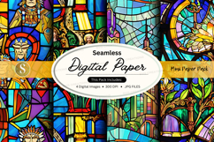 Seamless digital paper pack vintage stained glass textures Product Image 1