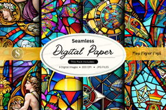 Seamless digital paper texture with vibrant stained glass pa Product Image 1