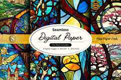 Seamless digital paper texture vintage stained glass pattern Product Image 1