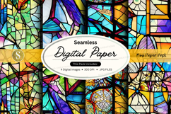 Seamless digital paper pack colorful geometric patterns back Product Image 1