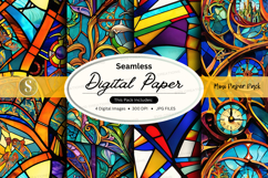 Seamless digital paper pack with vibrant geometric patterns Product Image 1