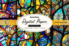 Seamless digital paper pattern with vibrant stained glass te Product Image 1