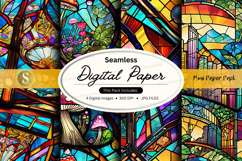 Seamless digital paper textures colorful stained glass patte Product Image 1