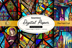 Seamless digital paper texture with stained glass pattern de Product Image 1