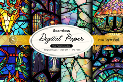 Seamless digital paper texture with stained glass pattern Product Image 1