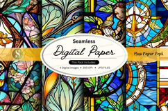 Seamless digital paper pack vintage floral textures backgrou Product Image 1