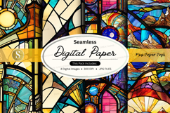 Seamless digital paper texture with stained glass pattern ba Product Image 1